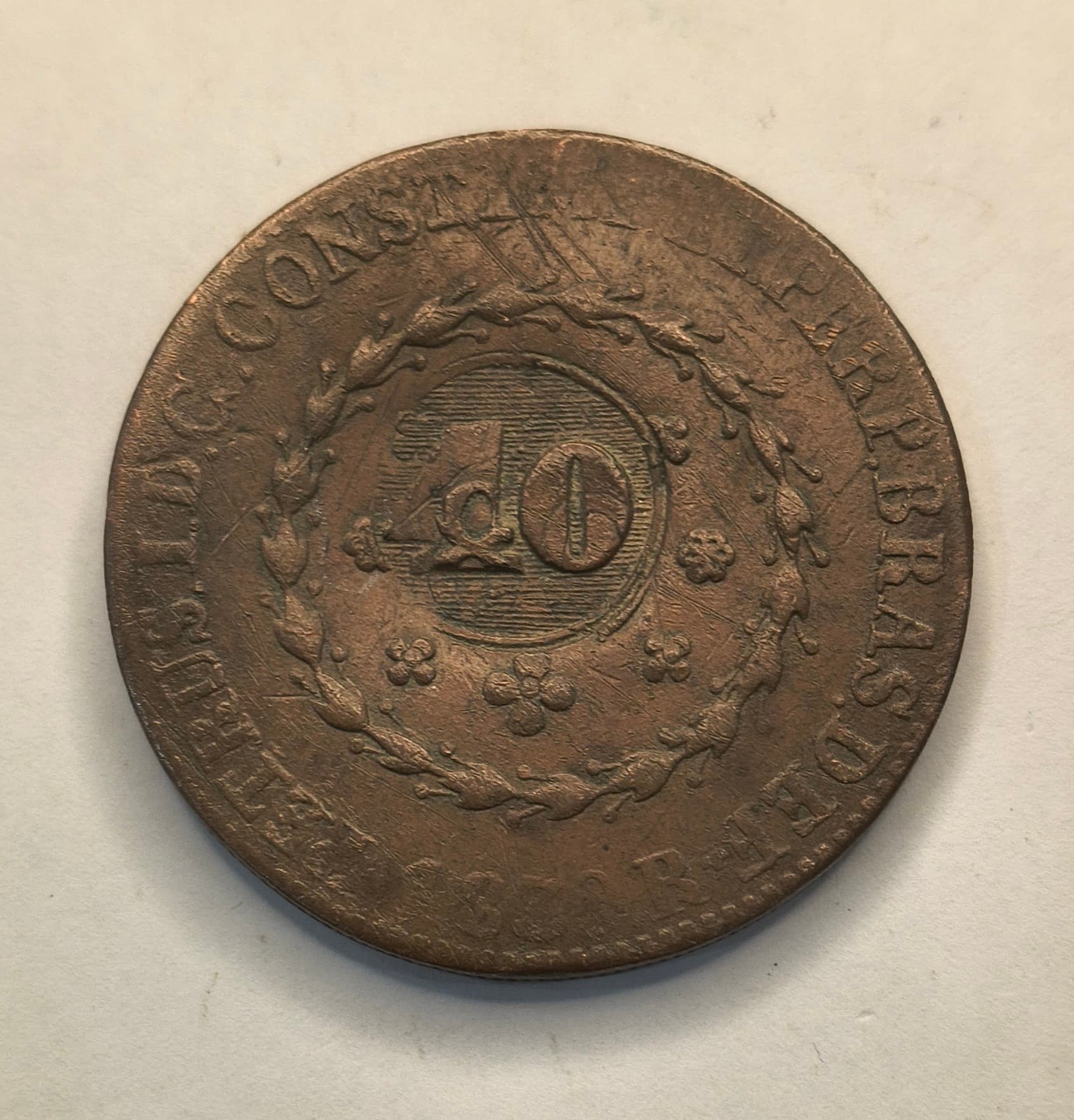 C629 - 80 REIS 1830R CARIMBO GERAL DE 40 - BC/MBC.